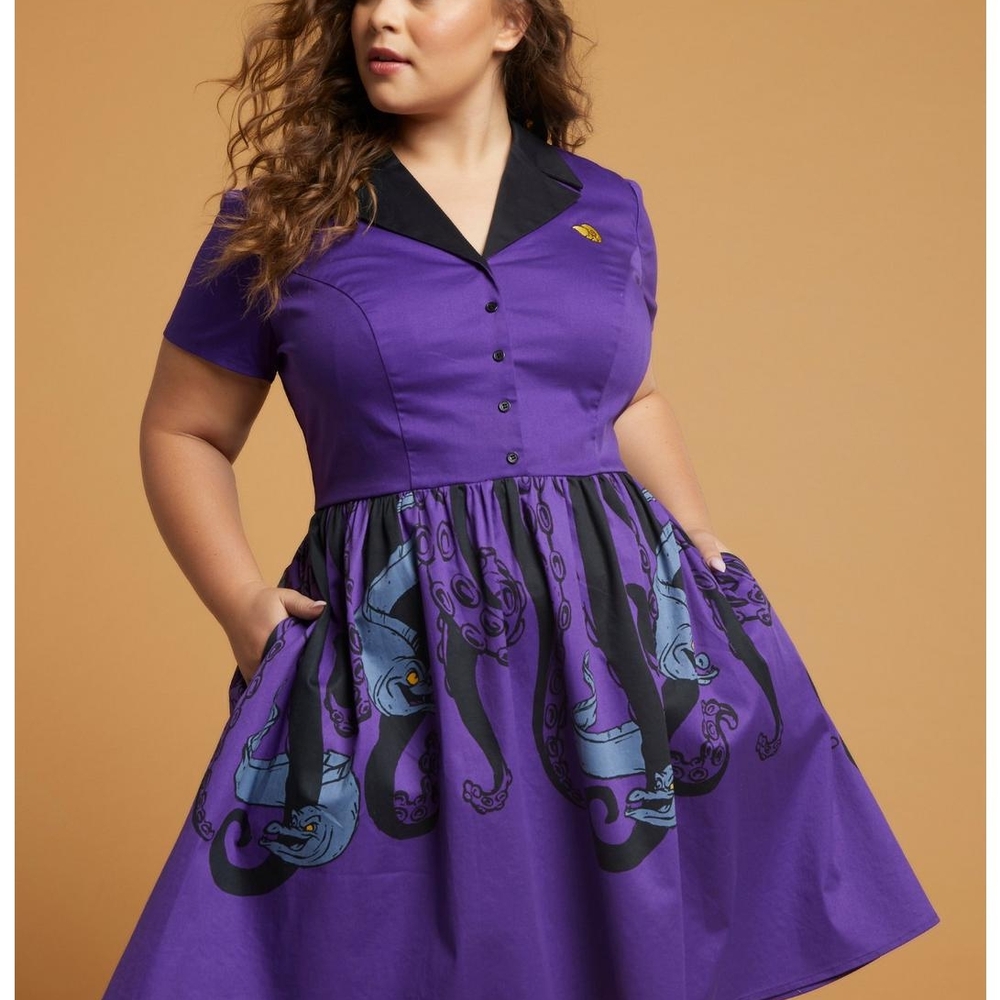 Disney The Little Mermaid Ursula Retro Style Collared Dress Plus Size 5x